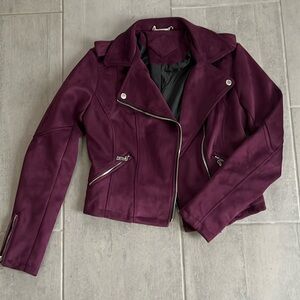 Electric Purple Suede Moto Jacket